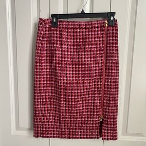 Talbots pink and red wool-blend tweed pencil skirt